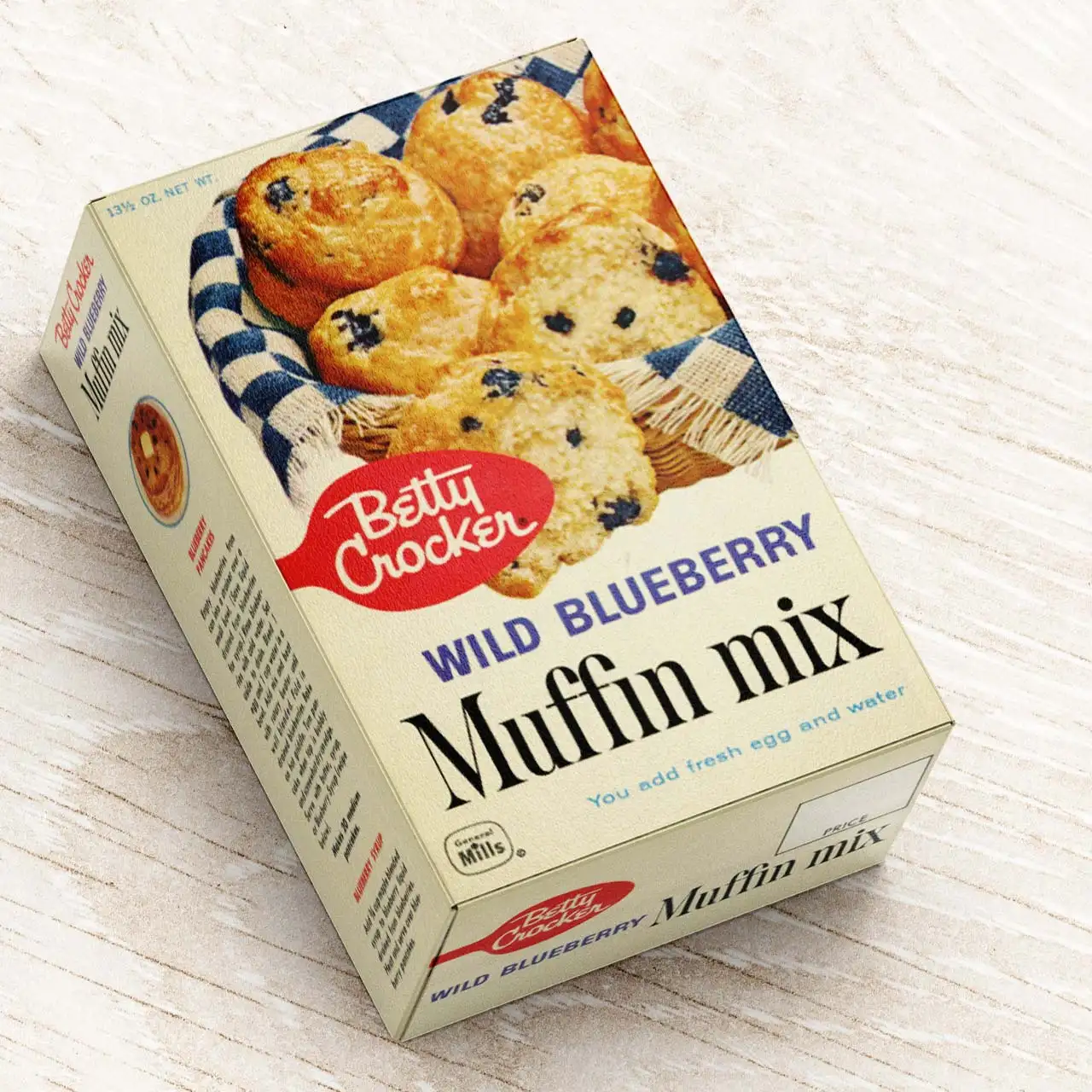 Blueberry muffin sitting on a wooden table